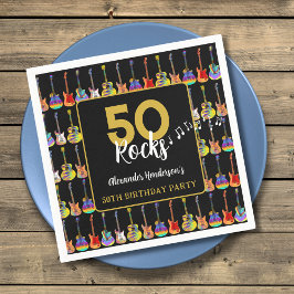Rock and roll 50:e Födelsedagsfestens Anpassningsb Pappersservett