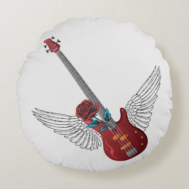 Rock and roll Angel Bass Rund Kudde (Framsidan)