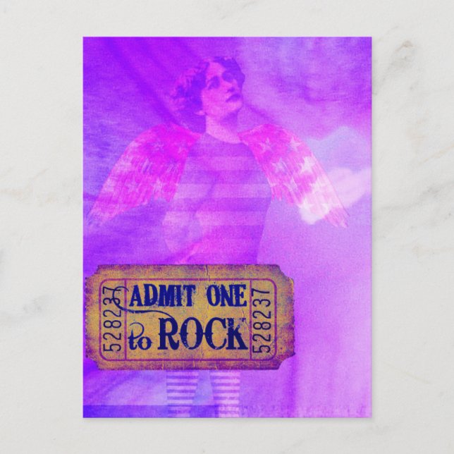 Rock and roll Angel Digital Collage Vykort (Framsida)