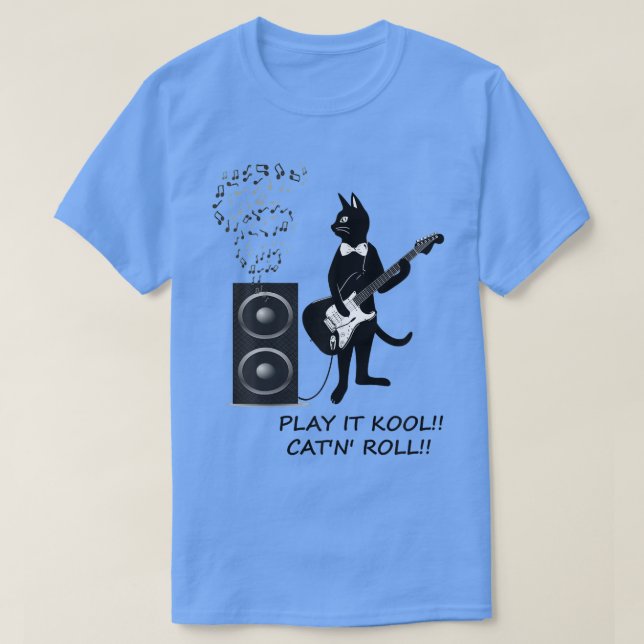 Rock and roll Black cat play guitar catn Roll t Shirt (Design framsida)