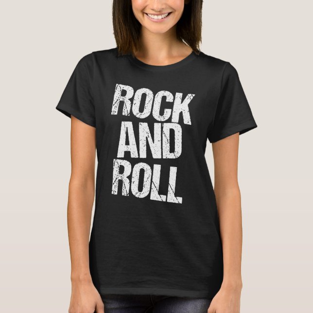 Rock and Roll Bold Typography T-Shirt (Framsida)