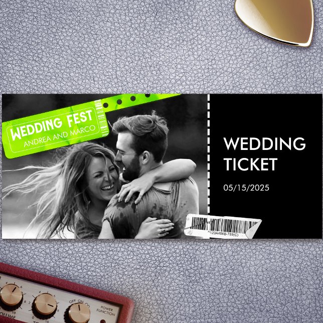 Rock and roll Bröllop Biljett-konsertkort för kons (wedding ticket boarding pass music festival)