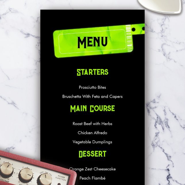 Rock and roll Bröllop-festivalen Bröllop Menu Meny (Wedding Ticket Boarding Pass Menu)