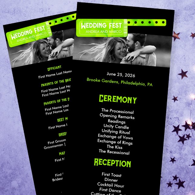 Rock and roll Bröllop-festivalen Bröllopsprogram (Rock and Roll Wedding Festival Wedding Program)