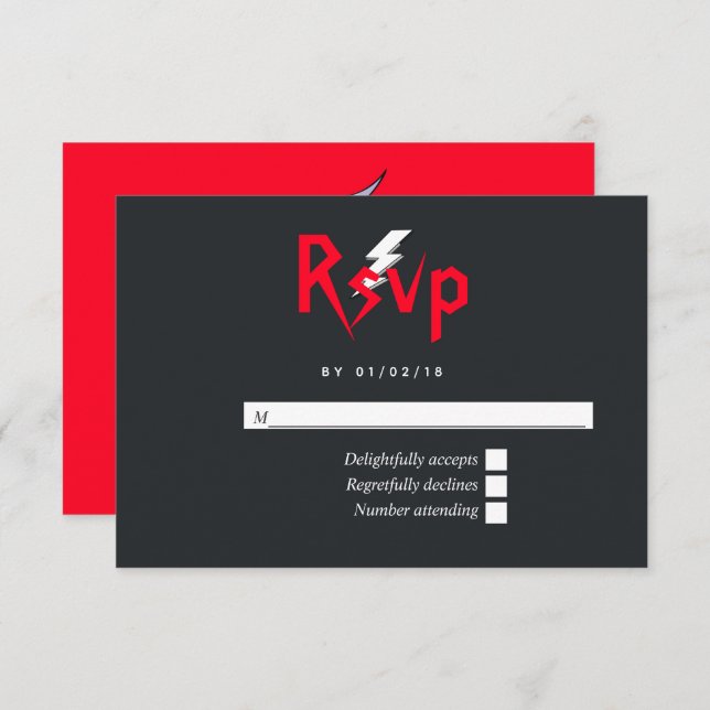 Rock and roll Bröllop Monogram OSA Kort (Fram/baksida)