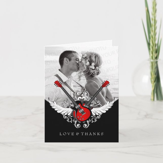 Rock and Roll Bröllop Tack Kort (Framsida)