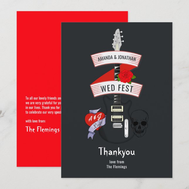 Rock and roll Bröllop Tack Kort (Fram/baksida)