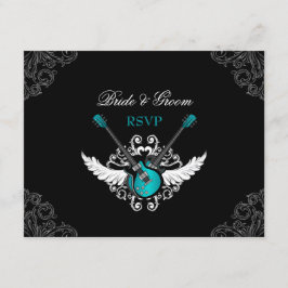 Rock and roll Bröllop Teal Black OSA kort