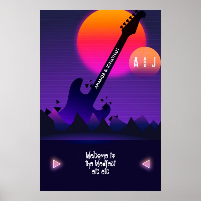 Rock and Roll Bröllops Välkomstskylt Poster (Framsidan)