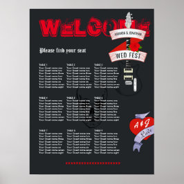 Rock and Roll Bröllopsplatskarta Poster