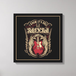 Rock and roll-citat med Guitar Canvastryck