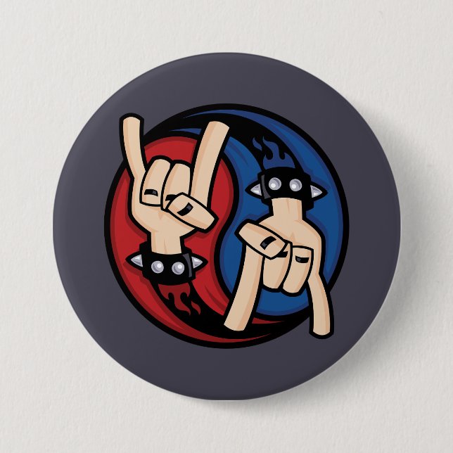 Rock and Roll Devil Horns Yin Yang Knapp (Framsida)