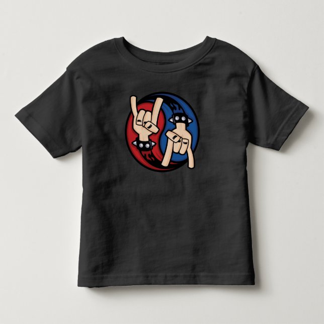 Rock and Roll Djävulshorn Yin Yang T Shirt (Framsida)