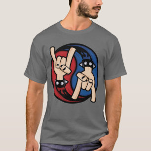Rock and Roll Djävulshorn Yin Yang T Shirt