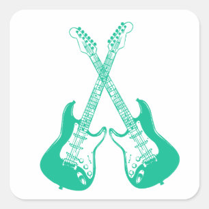 Rock and roll, elektriskt och akustiskt gitarr fyrkantigt klistermärke