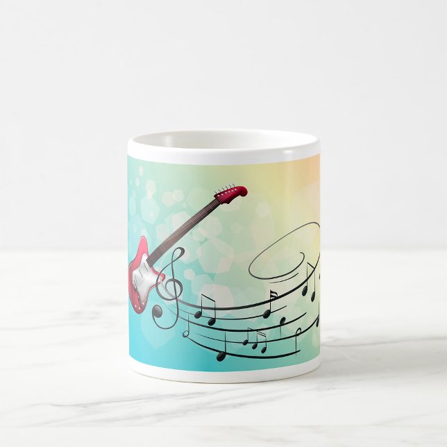 Rock and Roll Elgitarr Virvlande Musiknoter Kaffemugg (Skapare uppladdad)