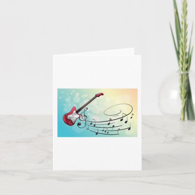 Rock and Roll Elgitarr Virvlande Musiknoter Kort (Framsida)