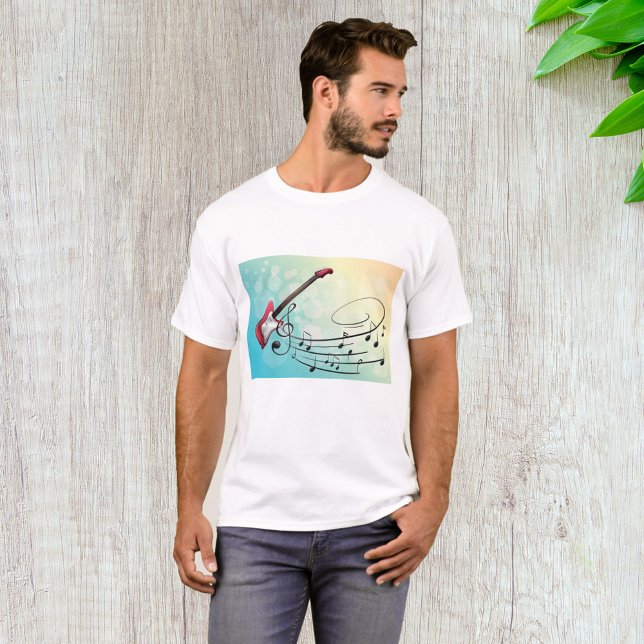 Rock and Roll Elgitarr Virvlande Musiknoter T Shirt (Skapare uppladdad)