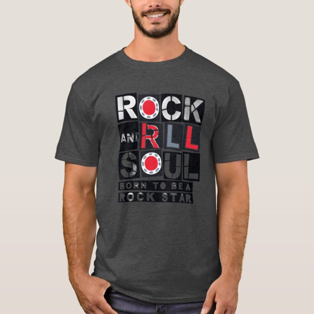ROCK AND ROLL familj retro T Shirt (Framsida)