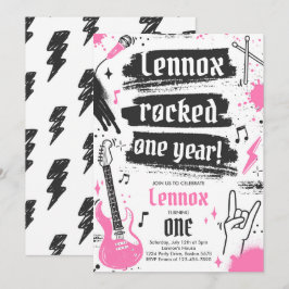 Rock and Roll-fest Fira Ettårsdag 1-års Födelsedag Inbjudningar