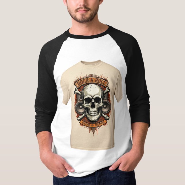 rock and roll-festival t-shirt med skalle (Framsida)