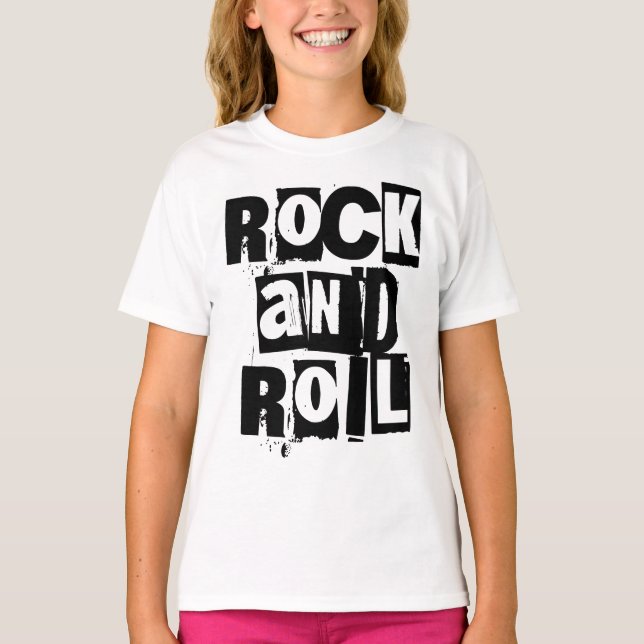 Rock and Roll fet och slitna logotypdesign T Shirt (Framsida)