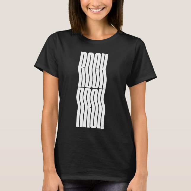 rock and roll fet och vågig logodesign T-Shirt (Framsida)