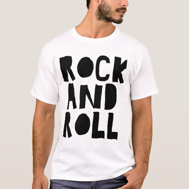 rock and roll fet stil logodesign t shirt (Framsida)
