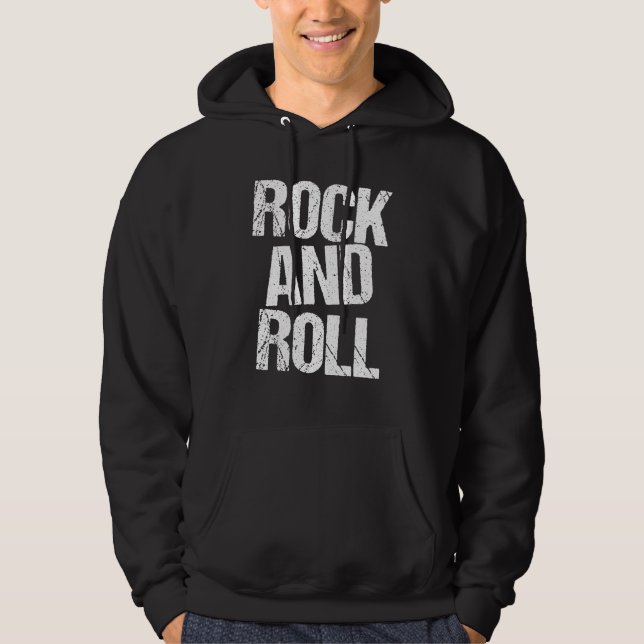 Rock and Roll Fet stiltypskrift T-Shirt Hoodie (Framsida)