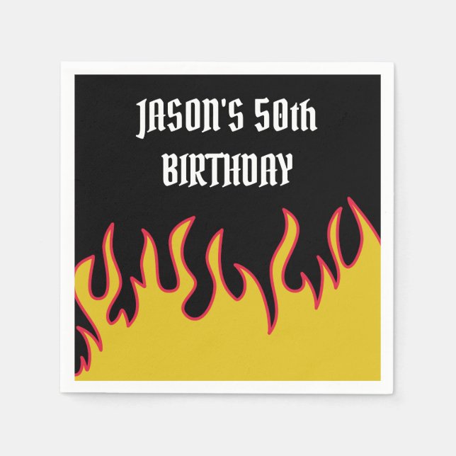 Rock and roll Flames Anpassningsbar Message Party Pappersservett (Framsidan)