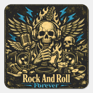 Rock And Roll Forever – Evig Musikstolthet Fyrkantigt Klistermärke