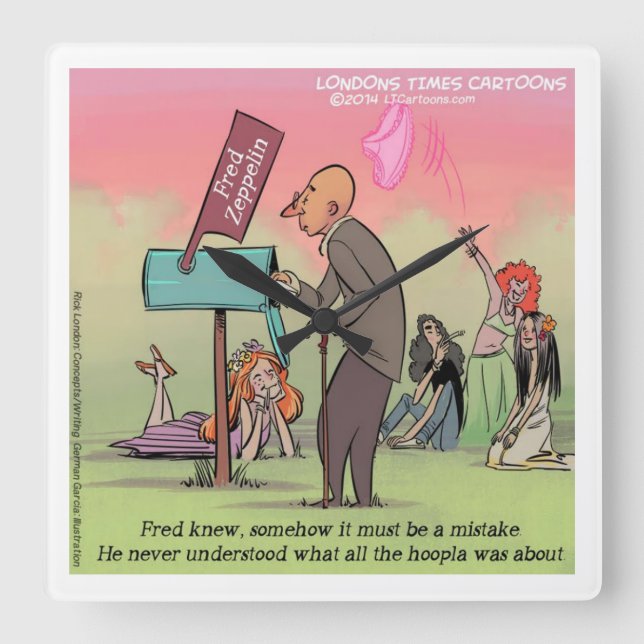 rock and roll Fred Funny Fyrkantig Klocka (Framsida)