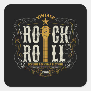 ROCK AND ROLL FYRKANTIGT KLISTERMÄRKE