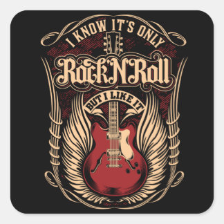 ROCK AND ROLL FYRKANTIGT KLISTERMÄRKE