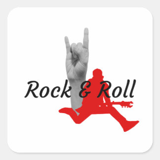 Rock And Roll Fyrkantigt Klistermärke