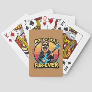 Rock and roll German Shepherd Retro Sunset Art Casinokort