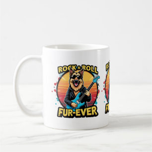 Rock and roll German Shepherd Retro Sunset Art Kaffemugg