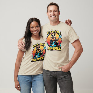 Rock and roll German Shepherd Retro Sunset Art T Shirt