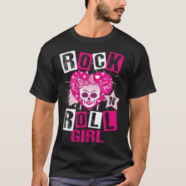 Rock And Roll Girl Music Dancing Concert Festival  T Shirt (Framsida)