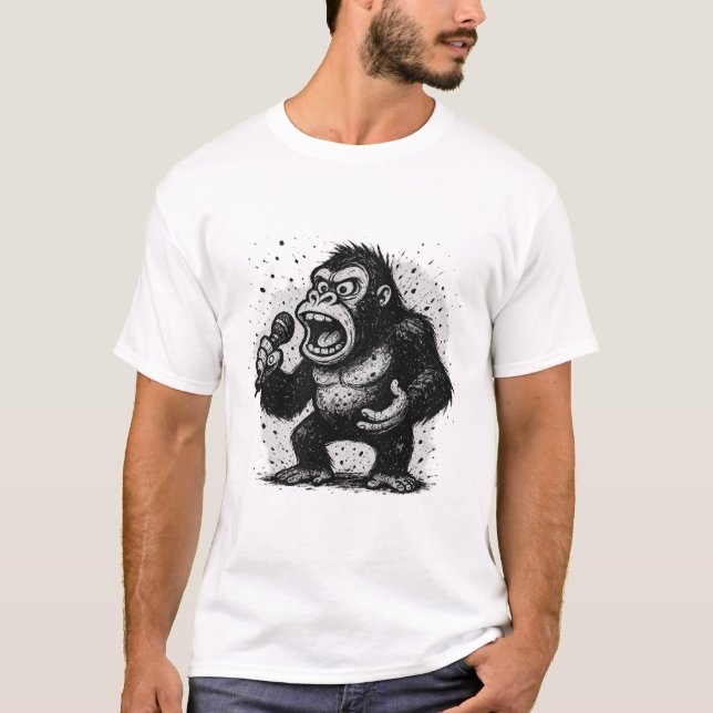 Rock and roll gorilla t shirt (Framsida)