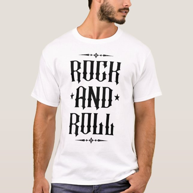 Rock and Roll gotisk typsnittsdesign T Shirt (Framsida)