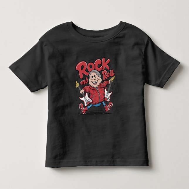 Rock and roll Groovy Guitarist rakar ut T Shirt (Framsida)