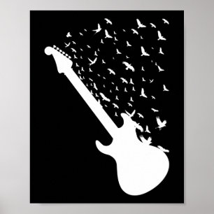Rock and roll Guitar Birds Music Älskare Poster