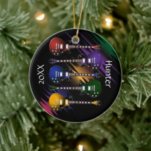 Rock and roll Guitar Ljud Wave Julgransprydnad Keramik