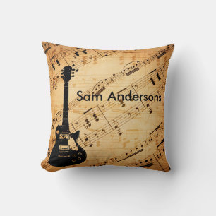 Rock and roll Guitar Ljud Wave Vintag Kudde