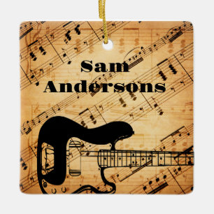 Rock and roll Guitar Ljud Wave Vintage Julgransprydnad Keramik