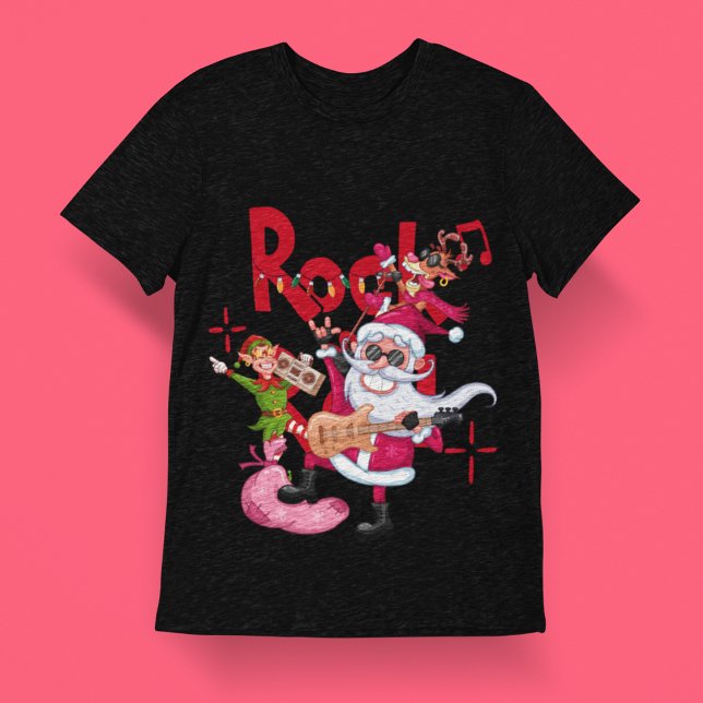 Rock and roll Jultomten | Black Unisex, jul T Shirt (Skapare uppladdad)
