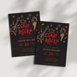 Rock and roll Kids Metall 1:a födelsedag Inbjudningar