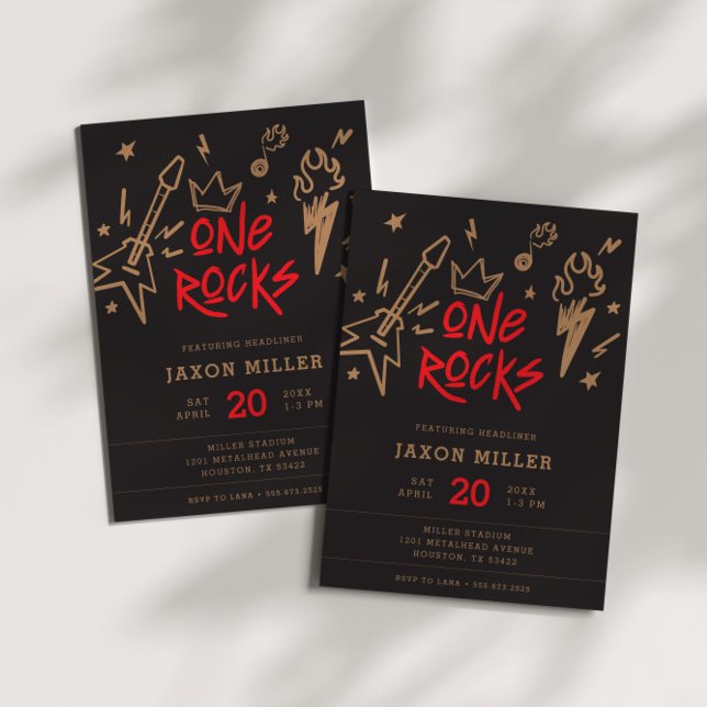 Rock and roll Kids Metall 1:a födelsedag Inbjudningar (Skapare uppladdad)