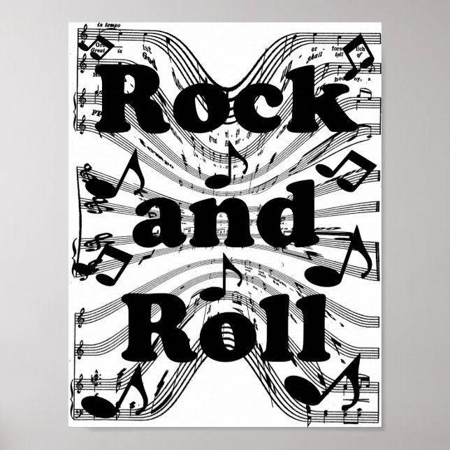 Rock and roll lakan musik noter Art Poster (Framsidan)